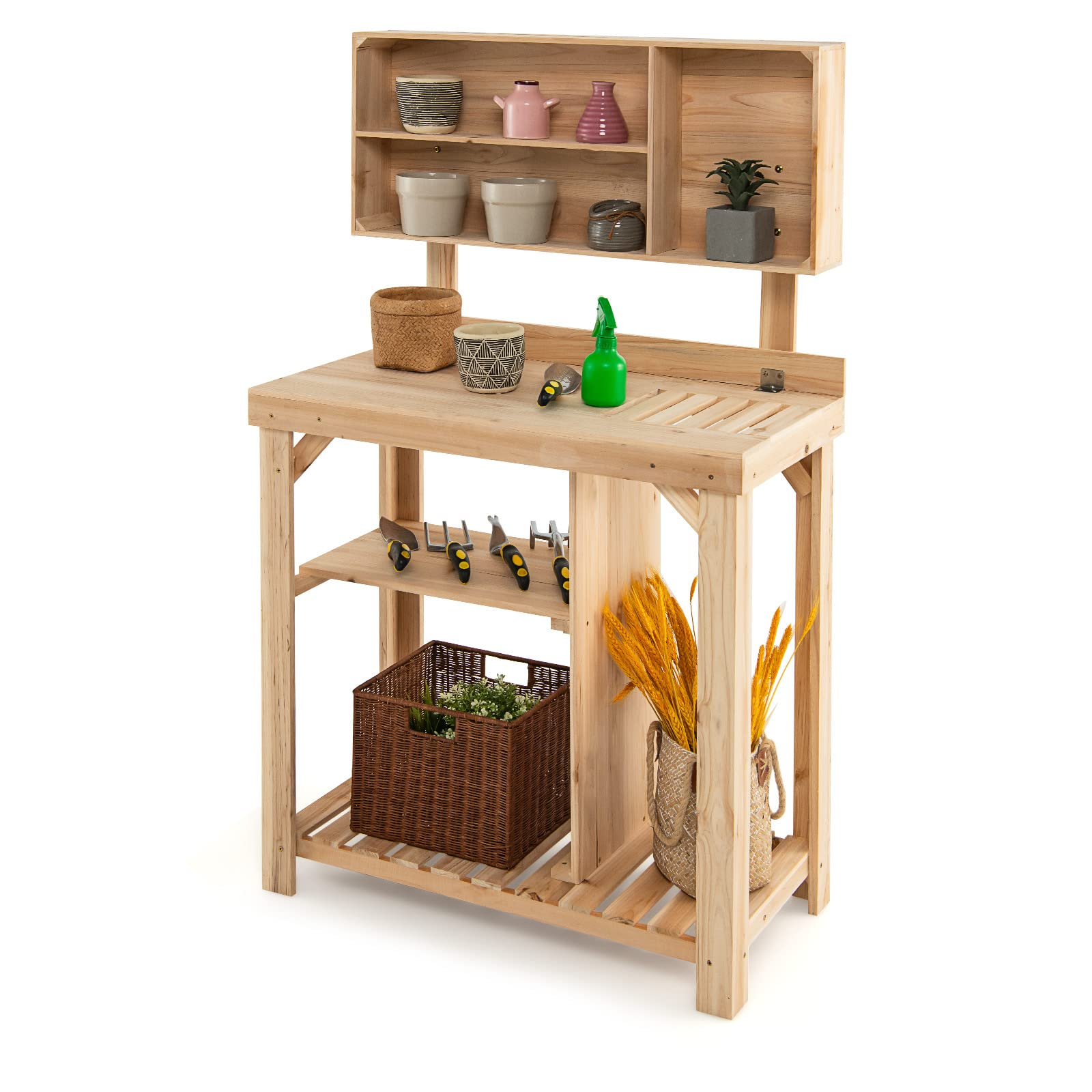 Giantex Potting Bench, Garden Potting Table with Storage Shelf – Giantexus