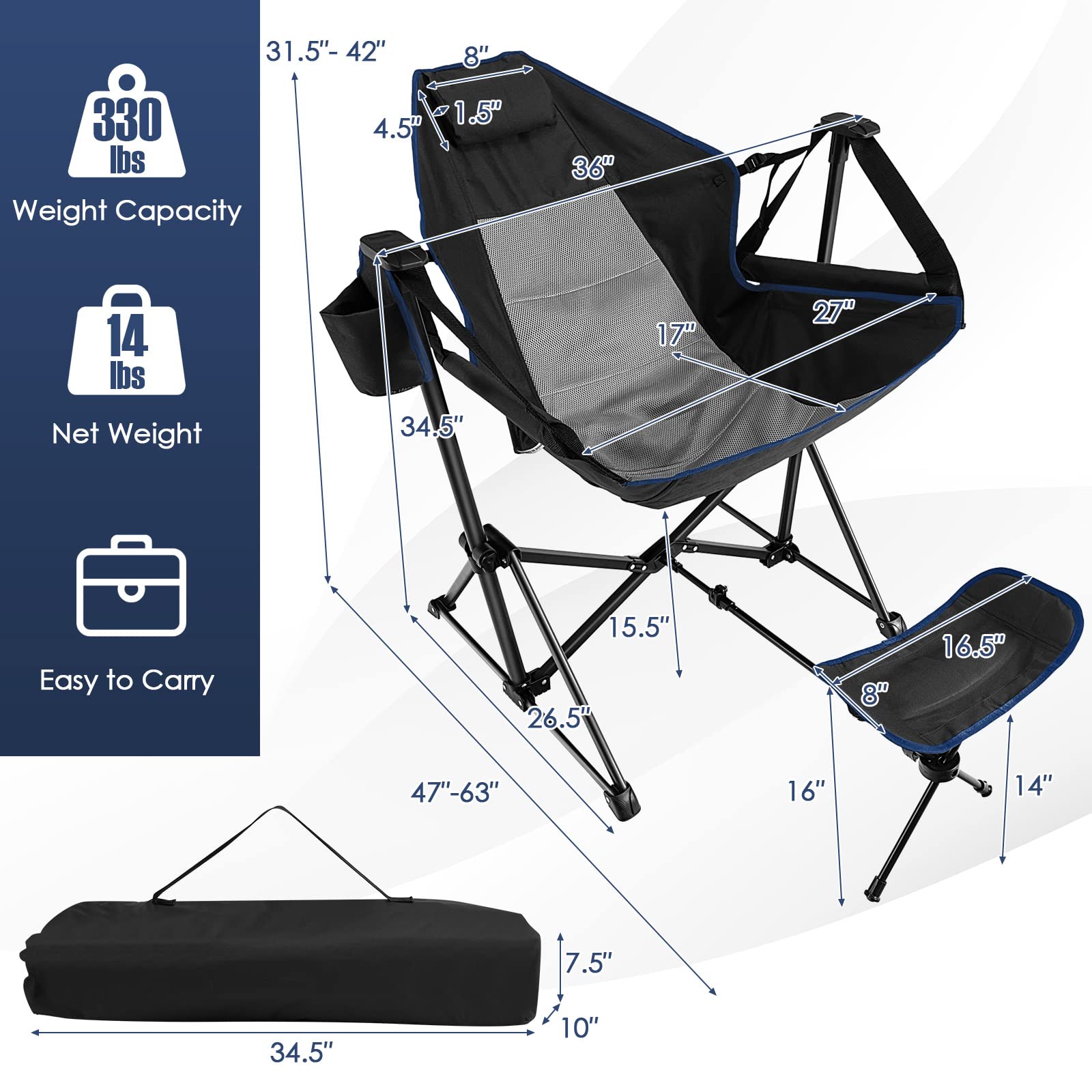 Giantex Outdoor Rocker Camping Chair - Rocking Chair