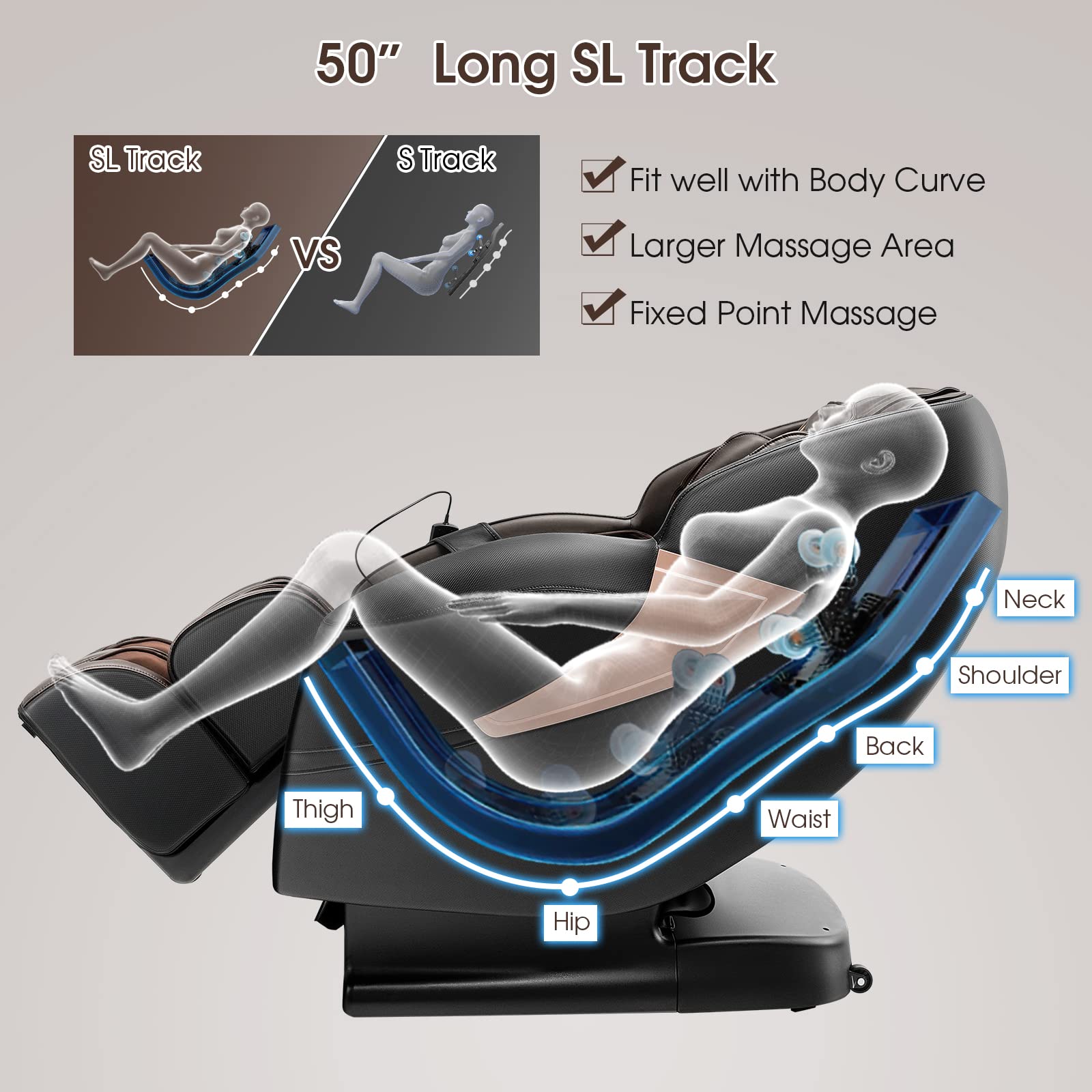 Giantex Massage Chair Full Body - Zero Gravity SL-Track Electric Massage Recliner with Voice Control, Blue-Tooth Speaker