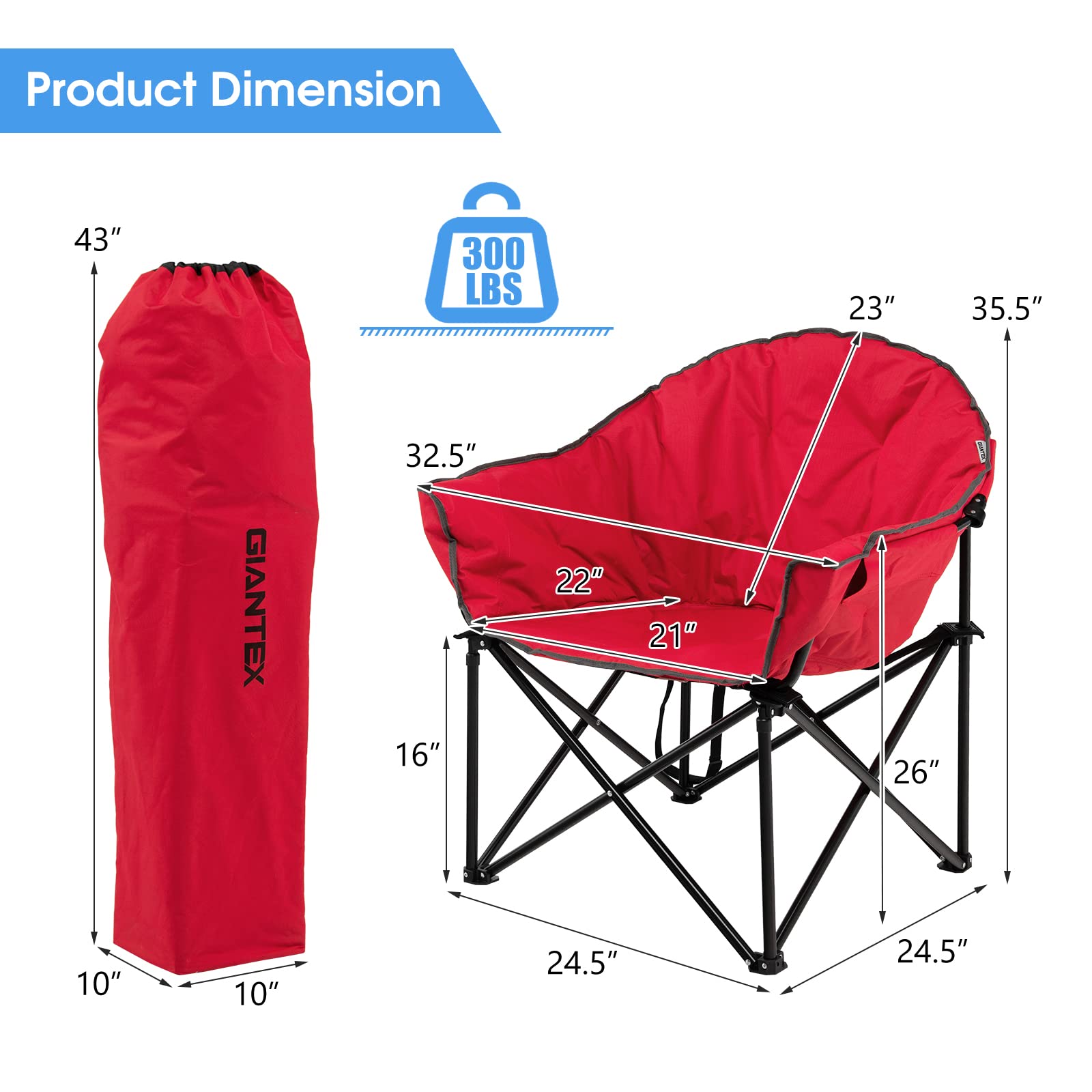 Giantex Portable Camping Chair, Lawn Chair, Outdoor Folding Chair with Cup Holder, Soft Seat