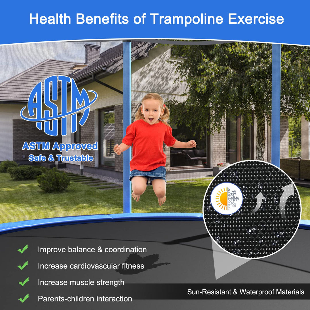 Giantex 8Ft 10Ft 12Ft 14Ft 15Ft 16Ft ASTM Certified Approved Recreational Trampolines