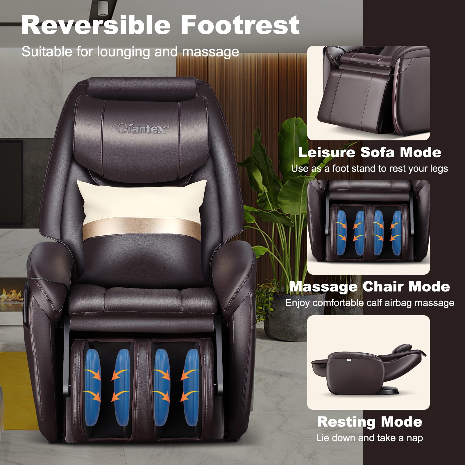Giantex Full Body Massage Chair - Zero Gravity SL Track Electric Recliner with Reversible Footrest