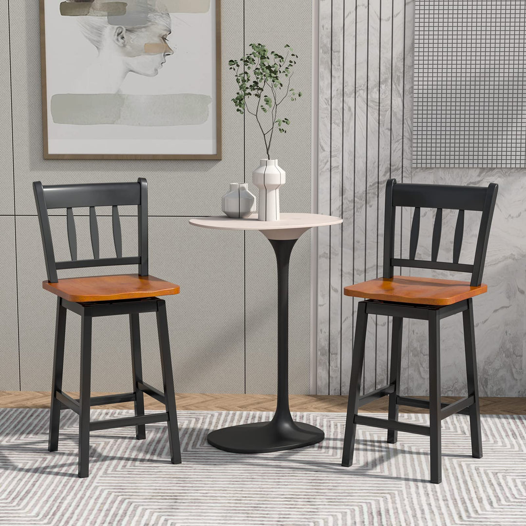 30.5 Inch Rubber Wood Bar Chairs - Giantex