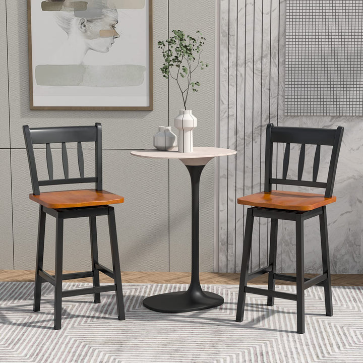 30.5 Inch Rubber Wood Bar Chairs - Giantex