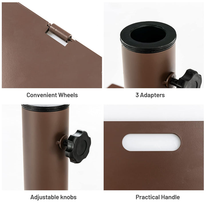 Giantex Patio Umbrella with Base Stand, 10ft Solar Led Lights Outdoor Umbrella and 50 LBS Steel Umbrella Base Stand w/ Wheels