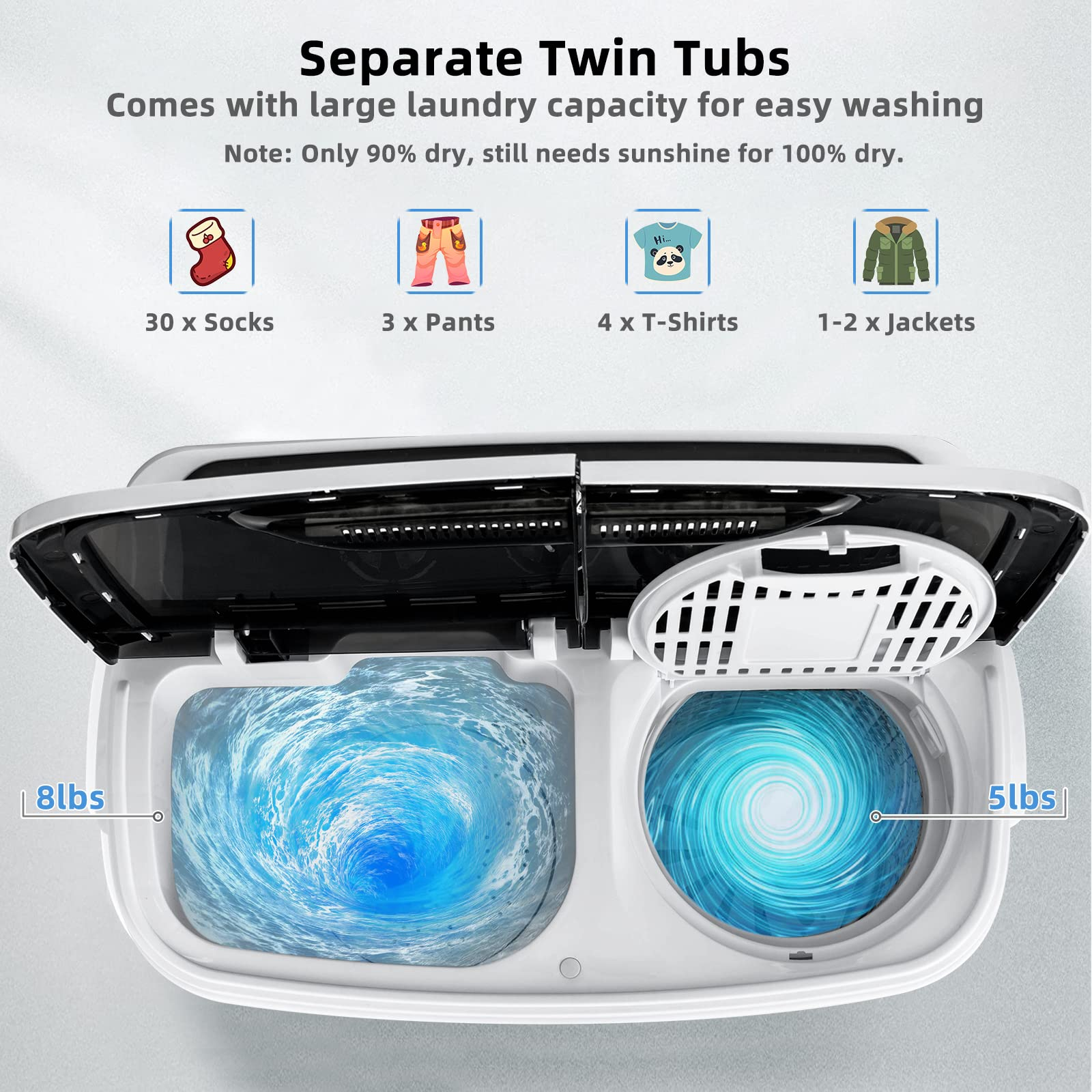 Giantex Portable Washing Machine, 13lbs Mini Twin Tub