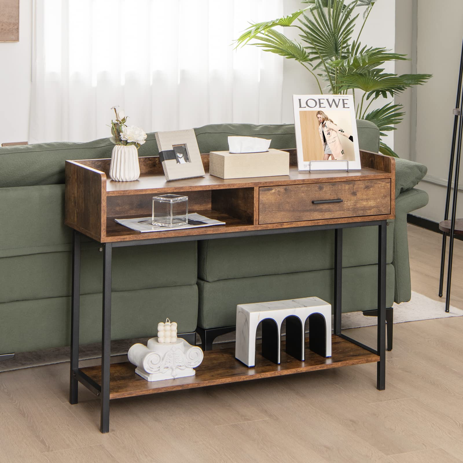 Giantex Long Console Table with Storage - Narrow Entryway Table