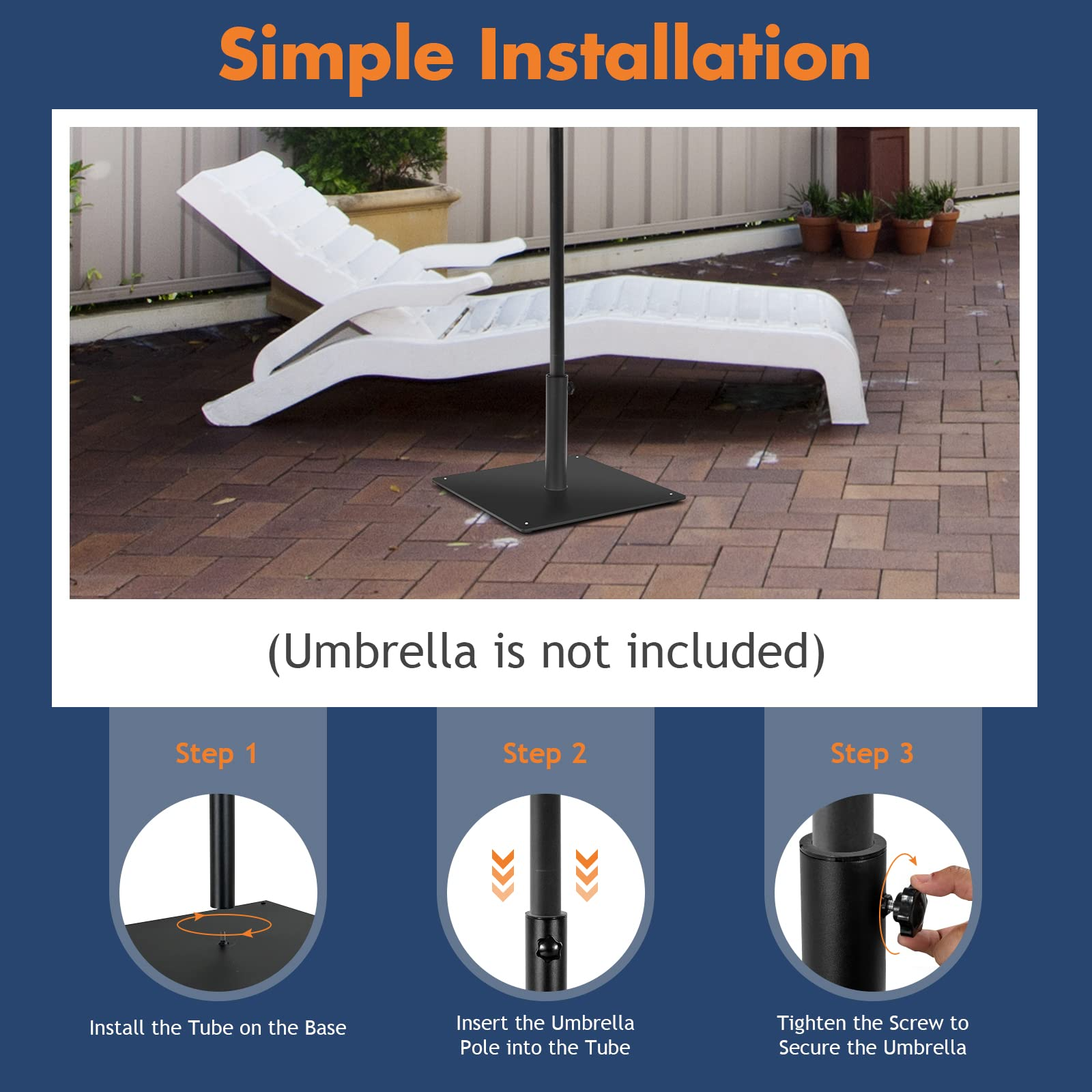 Giantex 35lbs Patio Umbrella Base, Suitable for 1.6''-1.9'' Umbrella Poles (20'' x 20'')