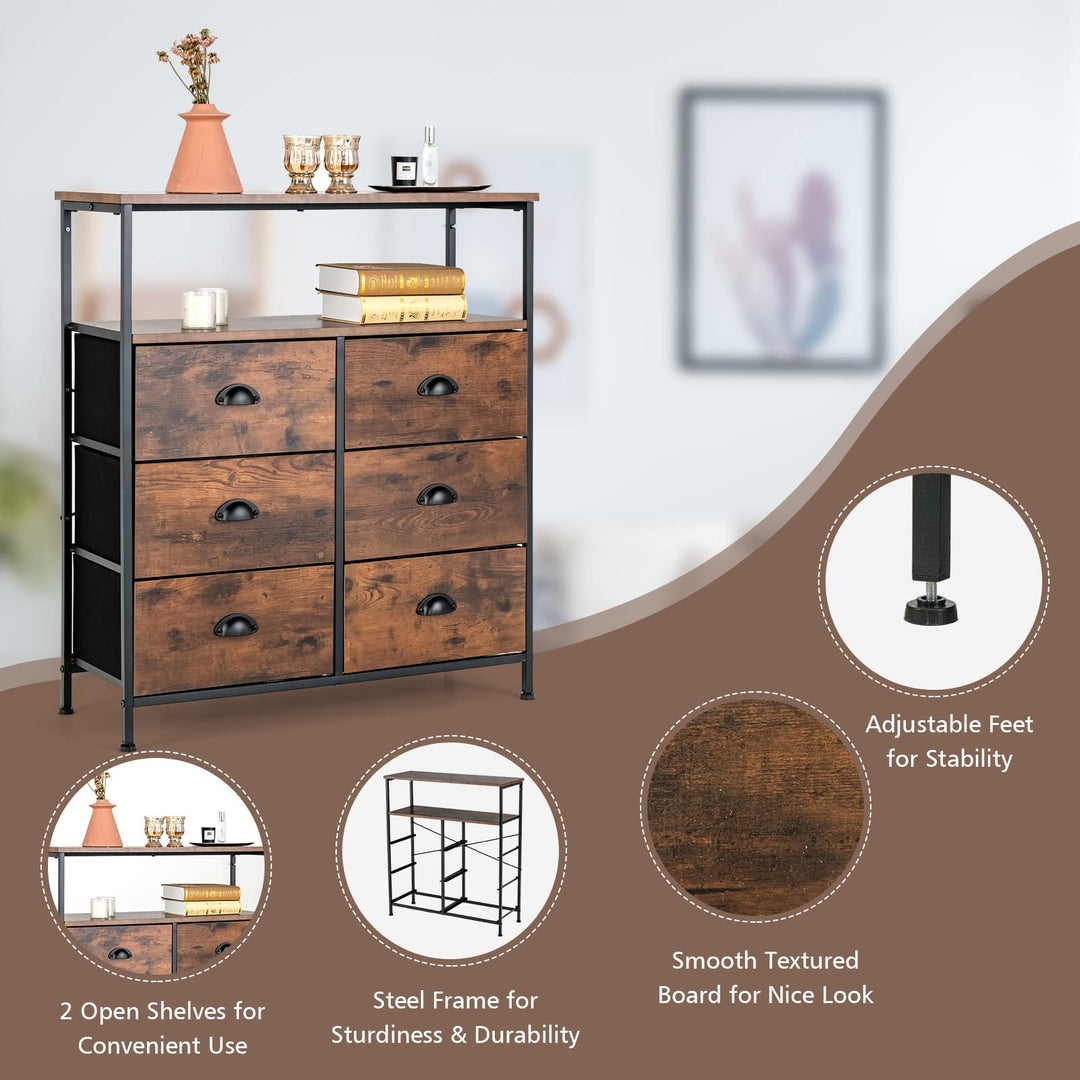 Giantex Fabric Dresser for Bedroom - Wide Storage Tower Chest of 6 Drawers