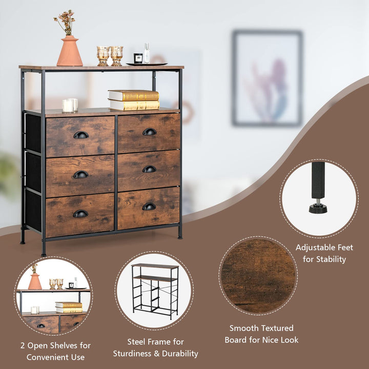 Giantex Fabric Dresser for Bedroom - Wide Storage Tower Chest of 6 Drawers