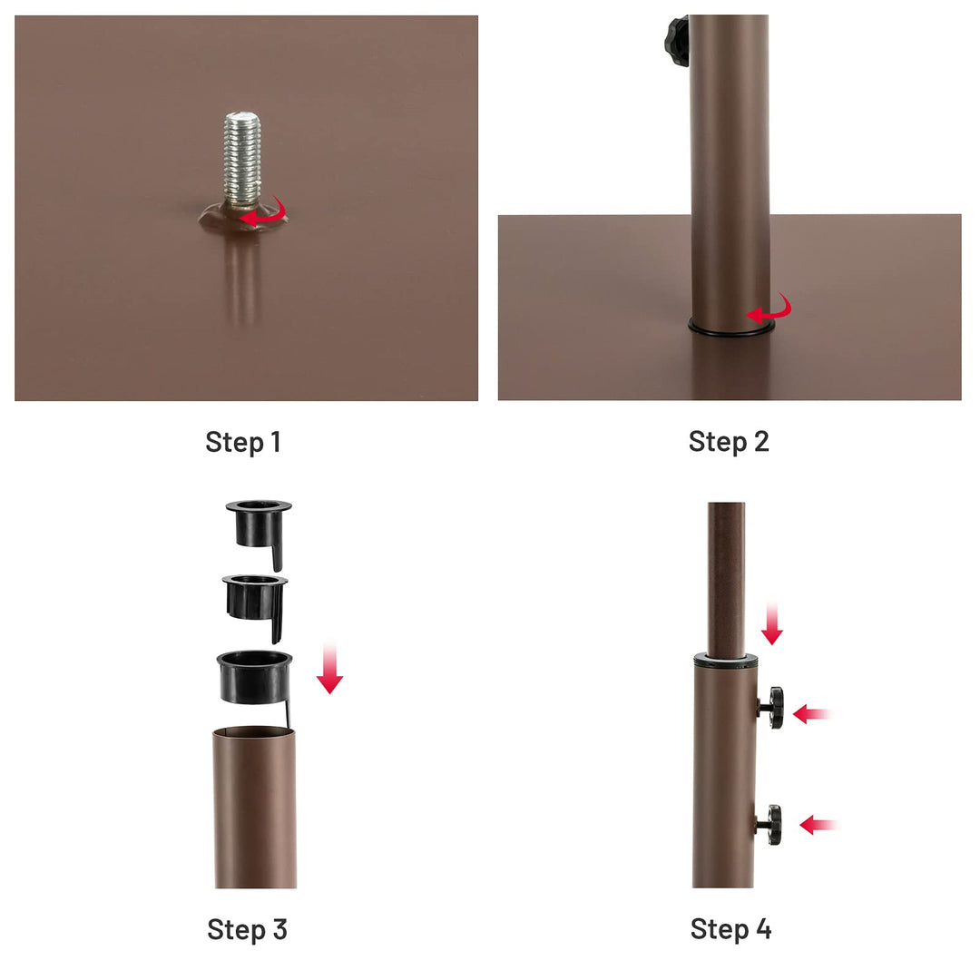 Giantex Patio Umbrella with Base Stand, 10ft Solar Led Lights Outdoor Umbrella and 50 LBS Steel Umbrella Base Stand w/ Wheels