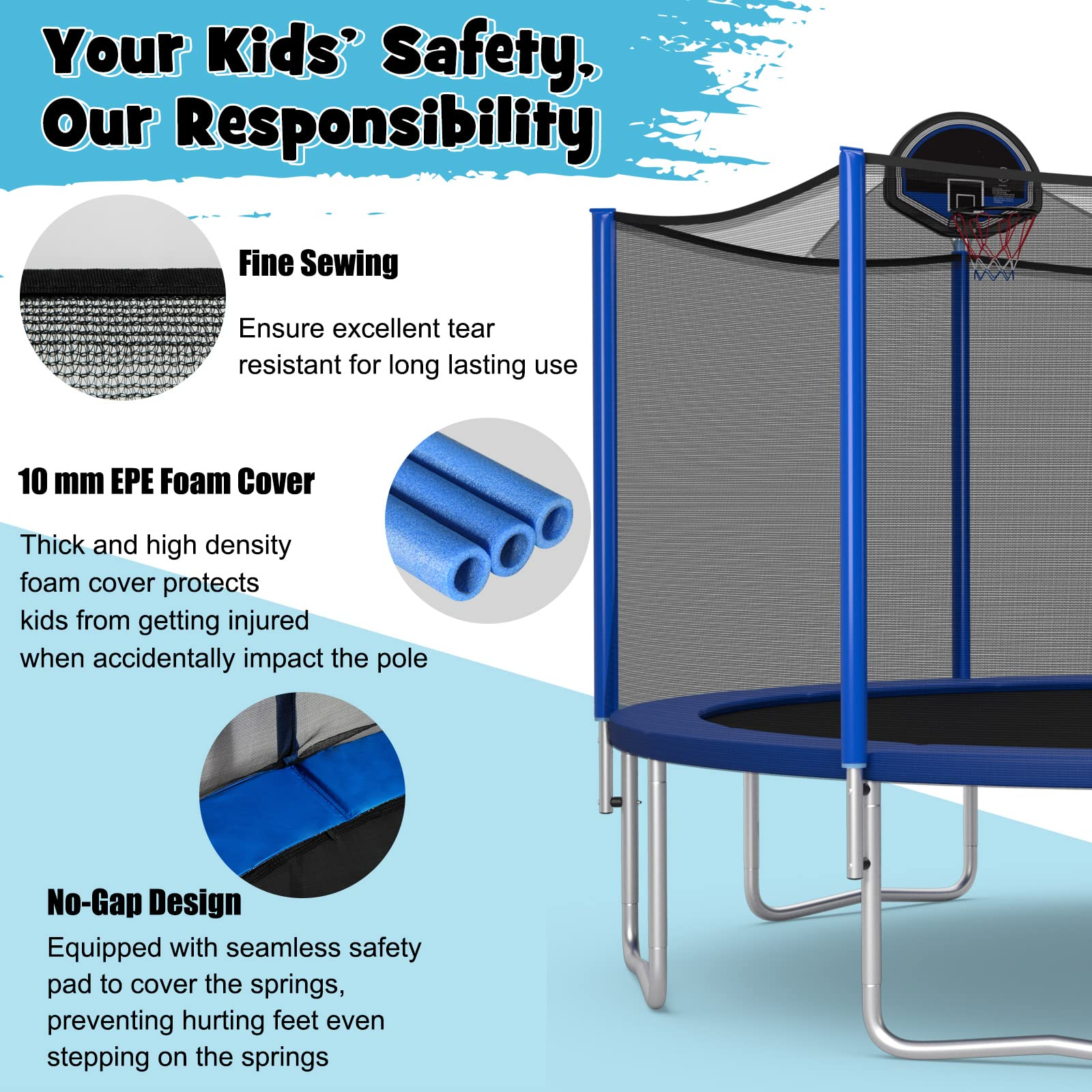 12/14/15/16FT Outdoor Recreational Trampoline for Adults Kids - Giantex