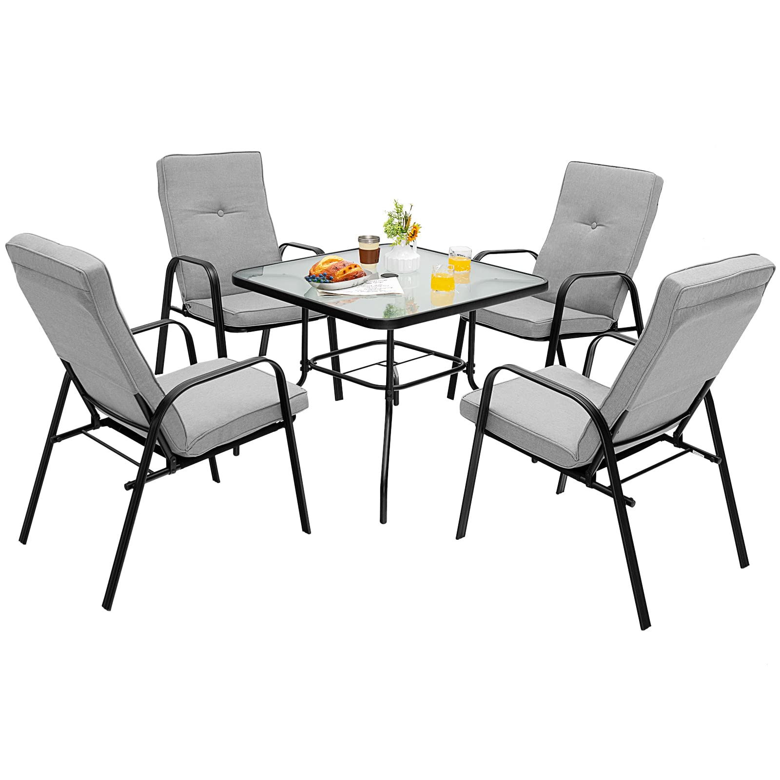 Giantex 4 Piece Patio Dining Chairs, Outdoor Stackable Chairs