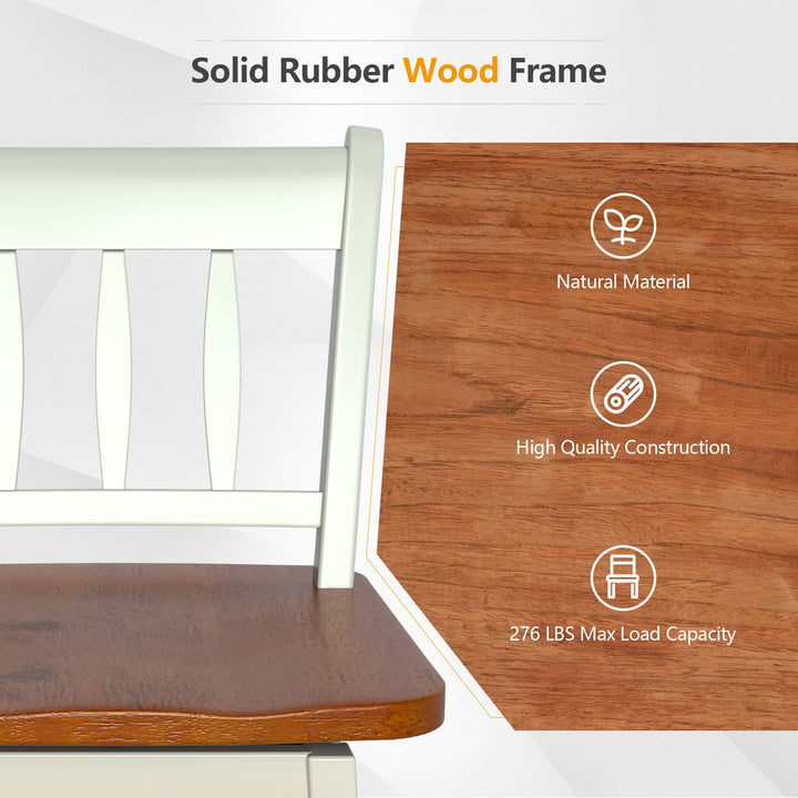30.5 Inch Rubber Wood Bar Chairs - Giantex