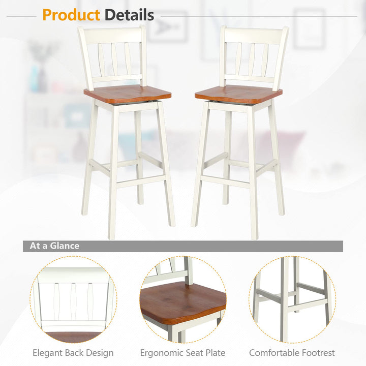 30.5 Inch Rubber Wood Bar Chairs - Giantex