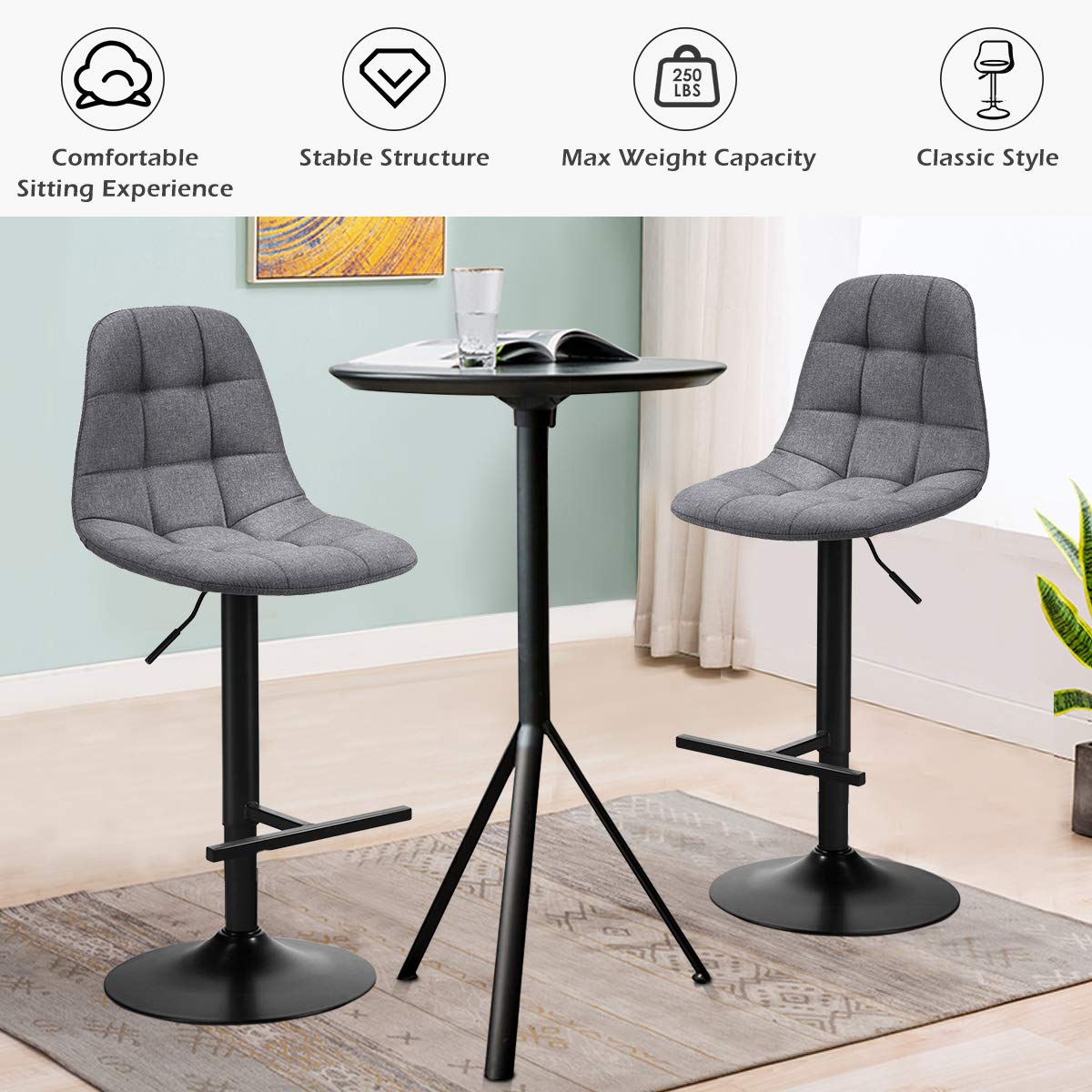 Armless Counter Height Chairs for Kitchen Dining Living Bistro Pub