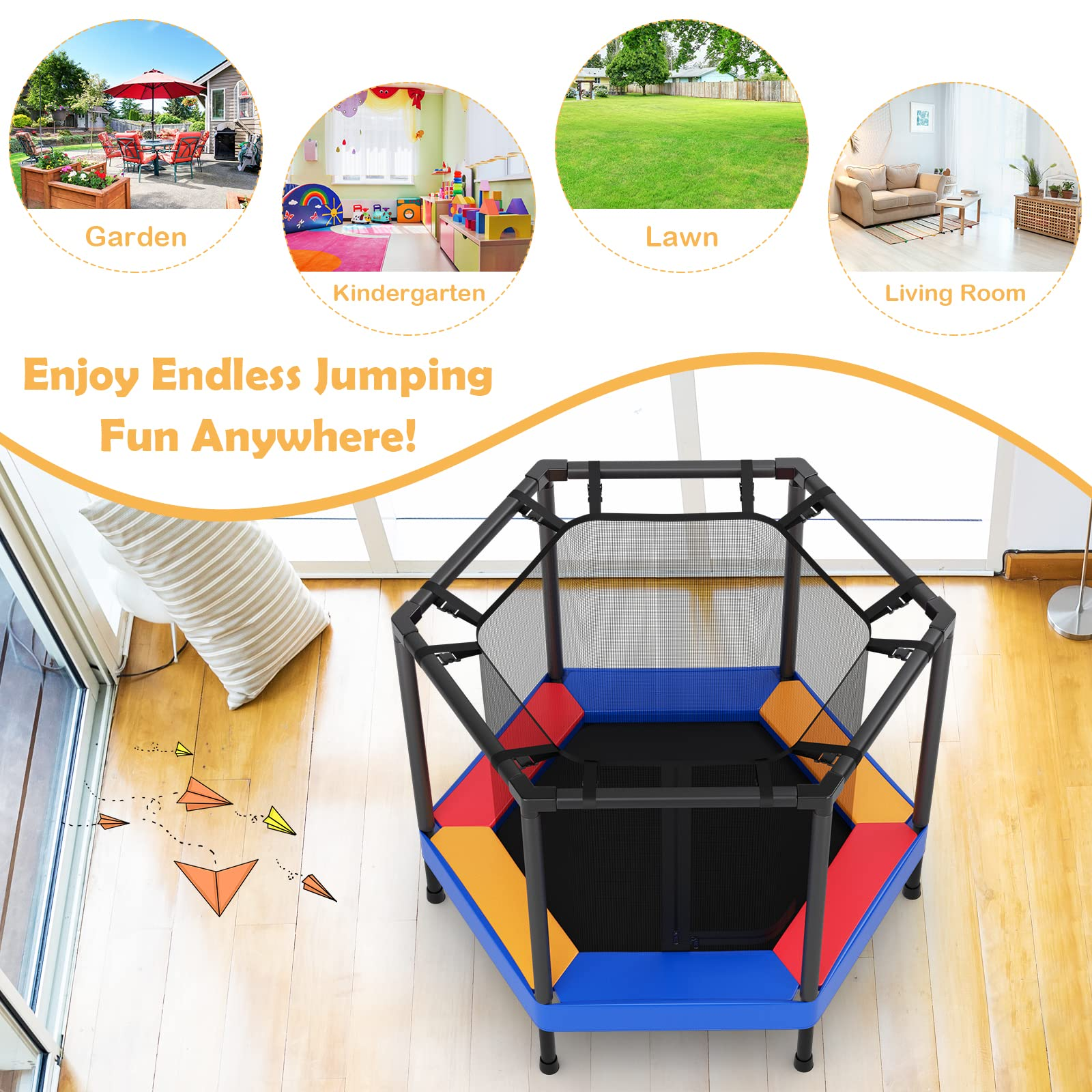 Outdoor Indoor Mini Recreational Round Trampoline -  Giantex