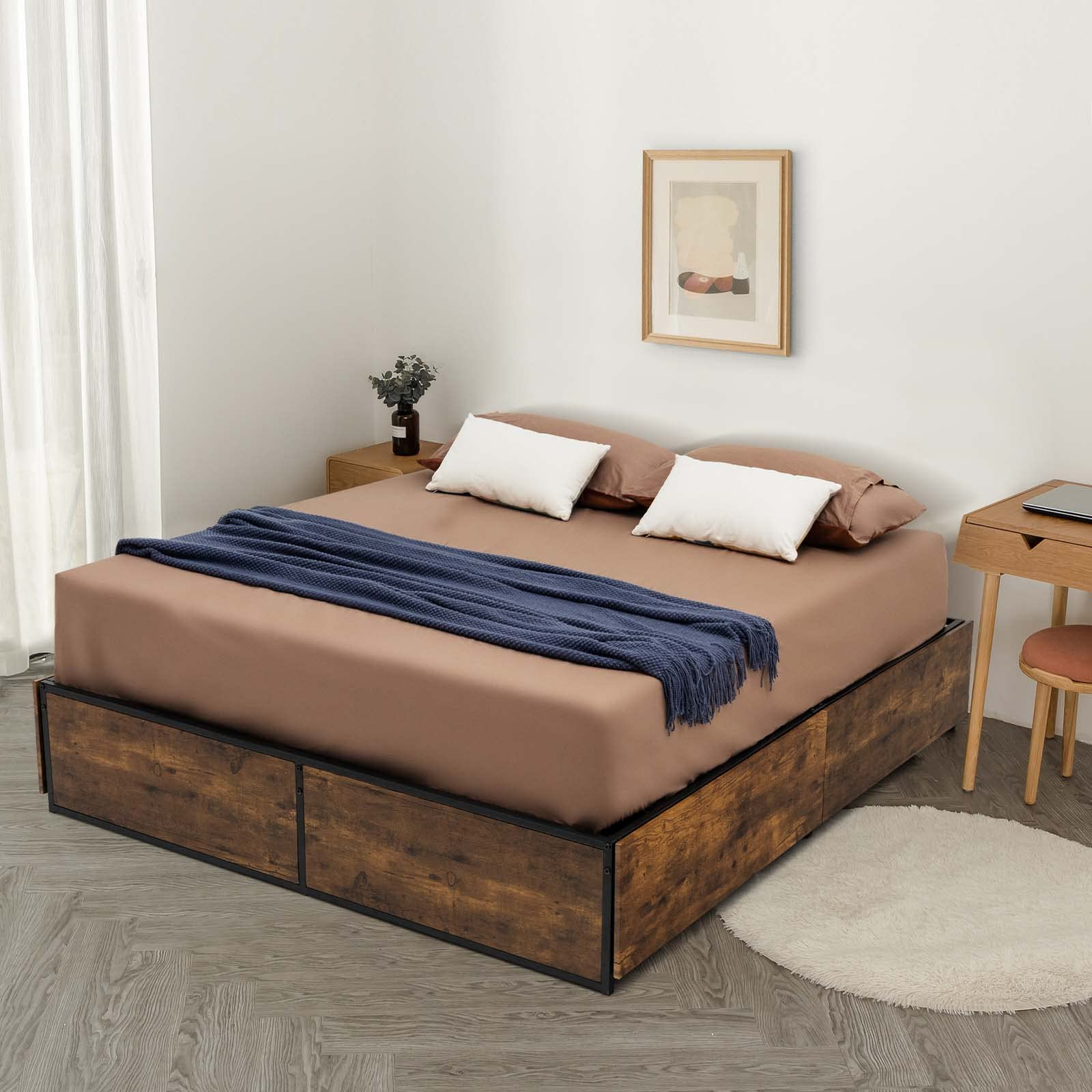 Giantex Metal Bed Frame with 4 Drawers