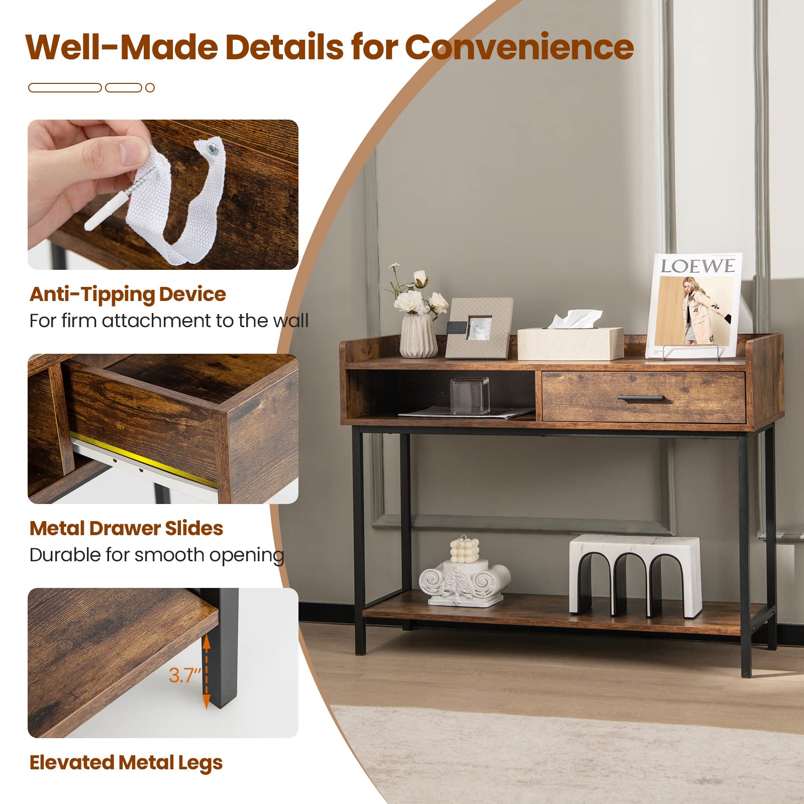 Giantex Long Console Table with Storage - Narrow Entryway Table