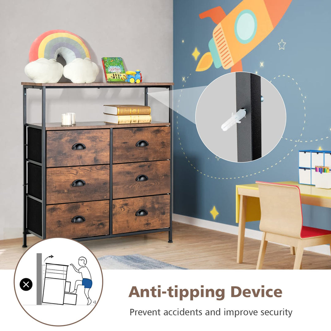 Giantex Fabric Dresser for Bedroom - Wide Storage Tower Chest of 6 Drawers