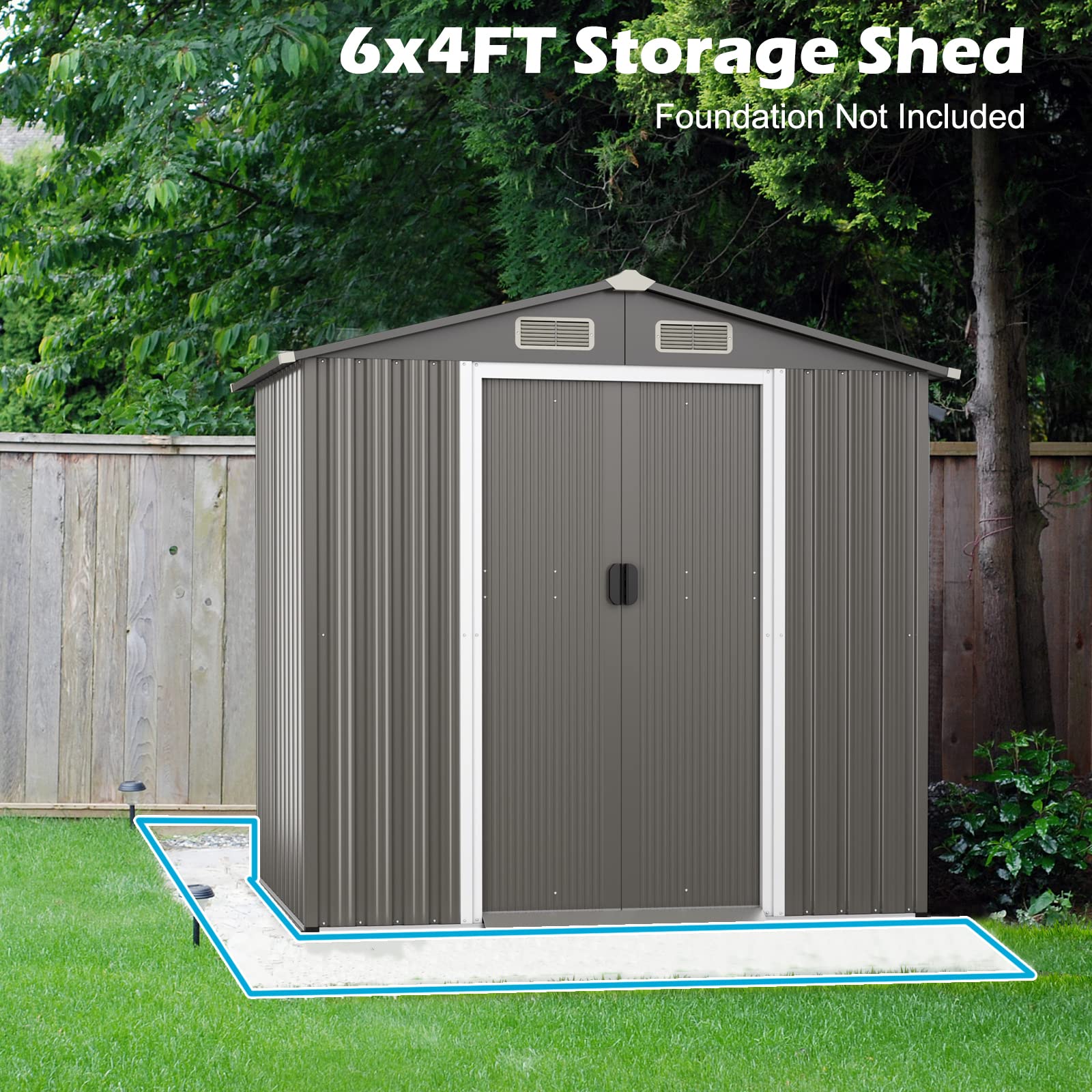 Giantex Outdoor Storage Shed 6 x 4 FT, Double Sliding Door