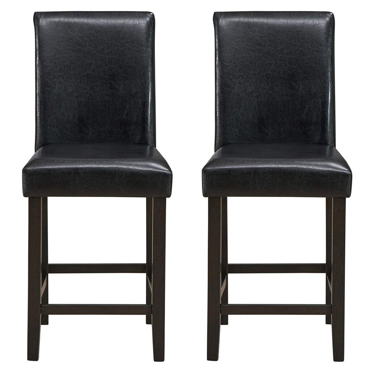 Giantex 25 inch Wooden Vintage Bar Chairs, Counter Stools w/ Upholstered Foam Cushion & Solid Rubber Wood Legs