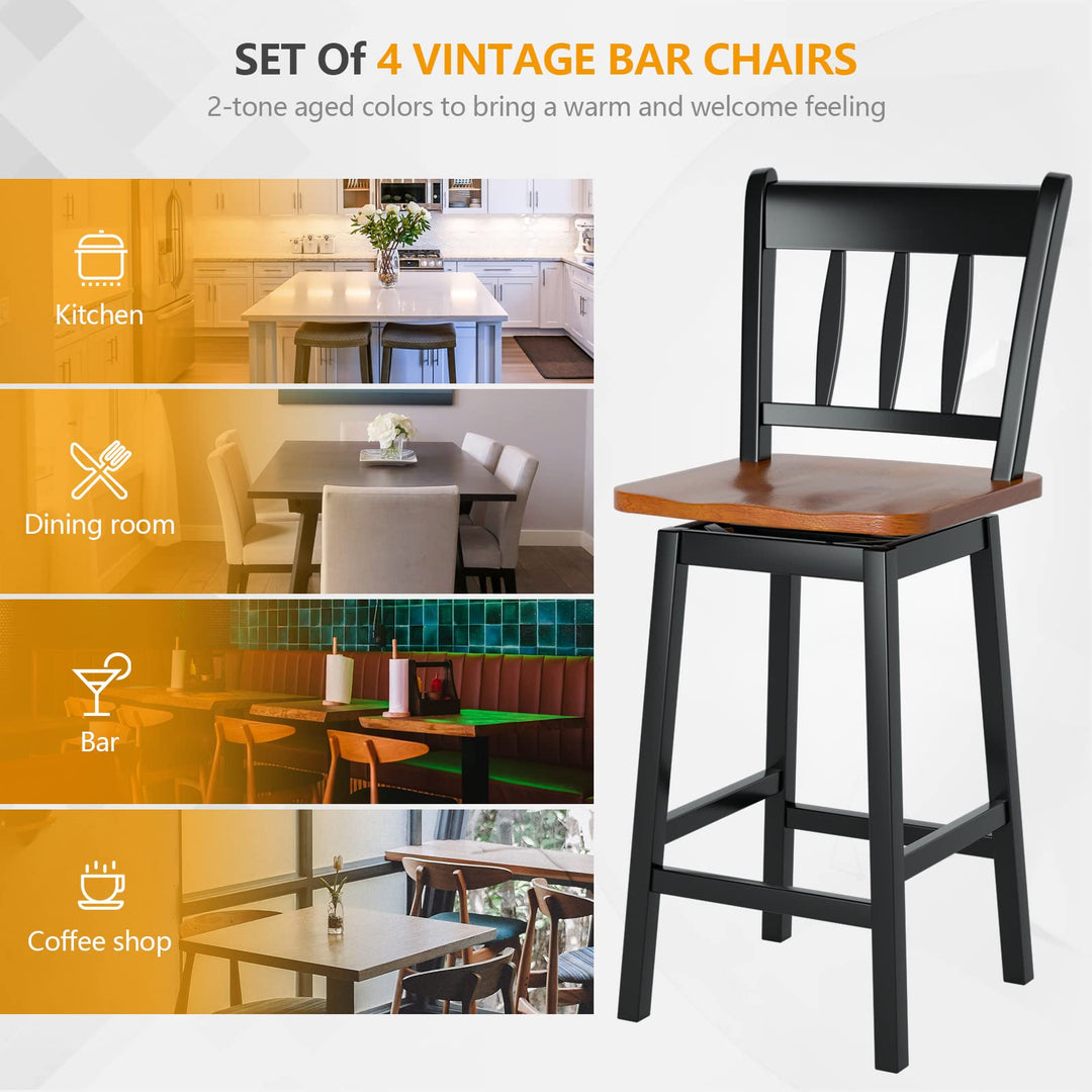 30.5 Inch Rubber Wood Bar Chairs - Giantex