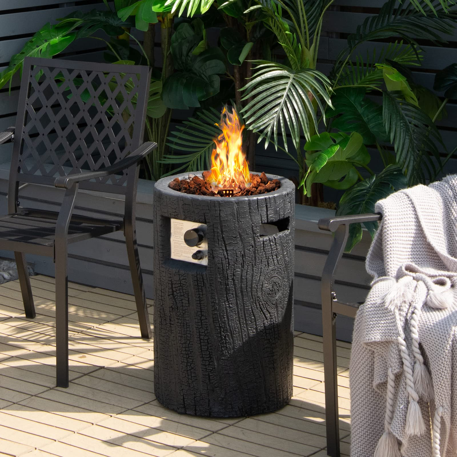 Giantex Fire Pit Outdoor 16" Electronic Ignition Round Fireplace with 30,000 BTU Heat Output