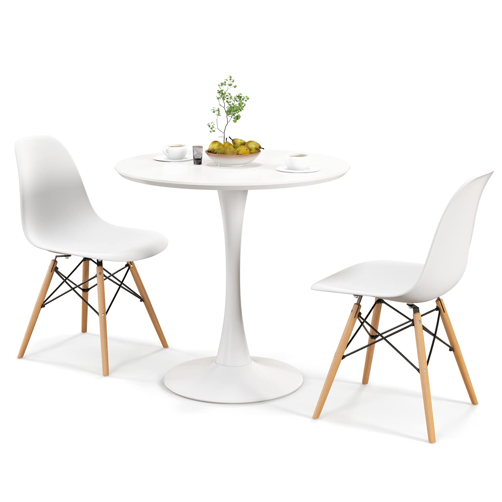 Giantex Dining Room Table Set for 2 or 4, Compact Kitchen Dining Table Set with 32" Round Table and DSW Chairs