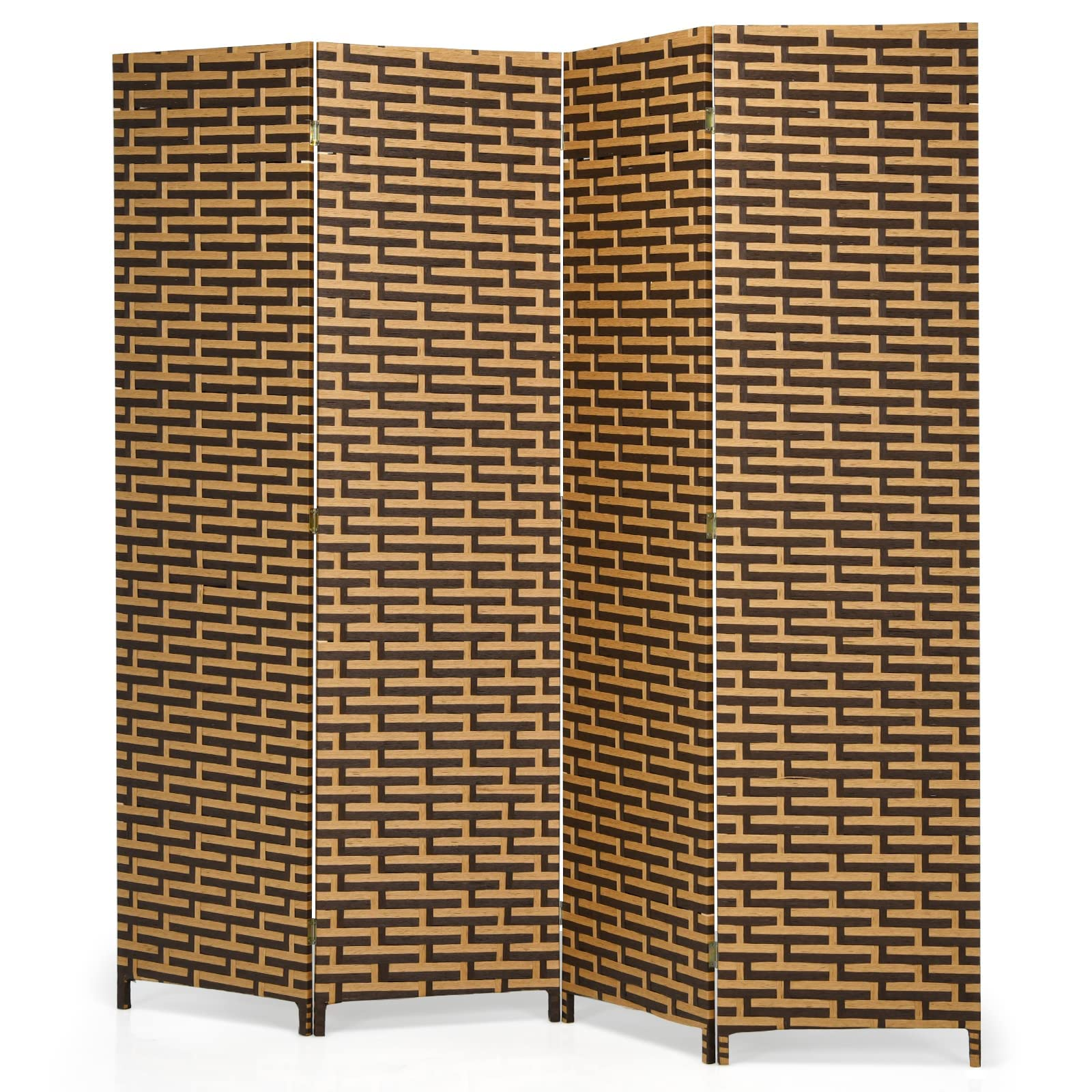 Giantex Room Divider, 6 Ft 4 Panel Handmade Rattan Room Divider