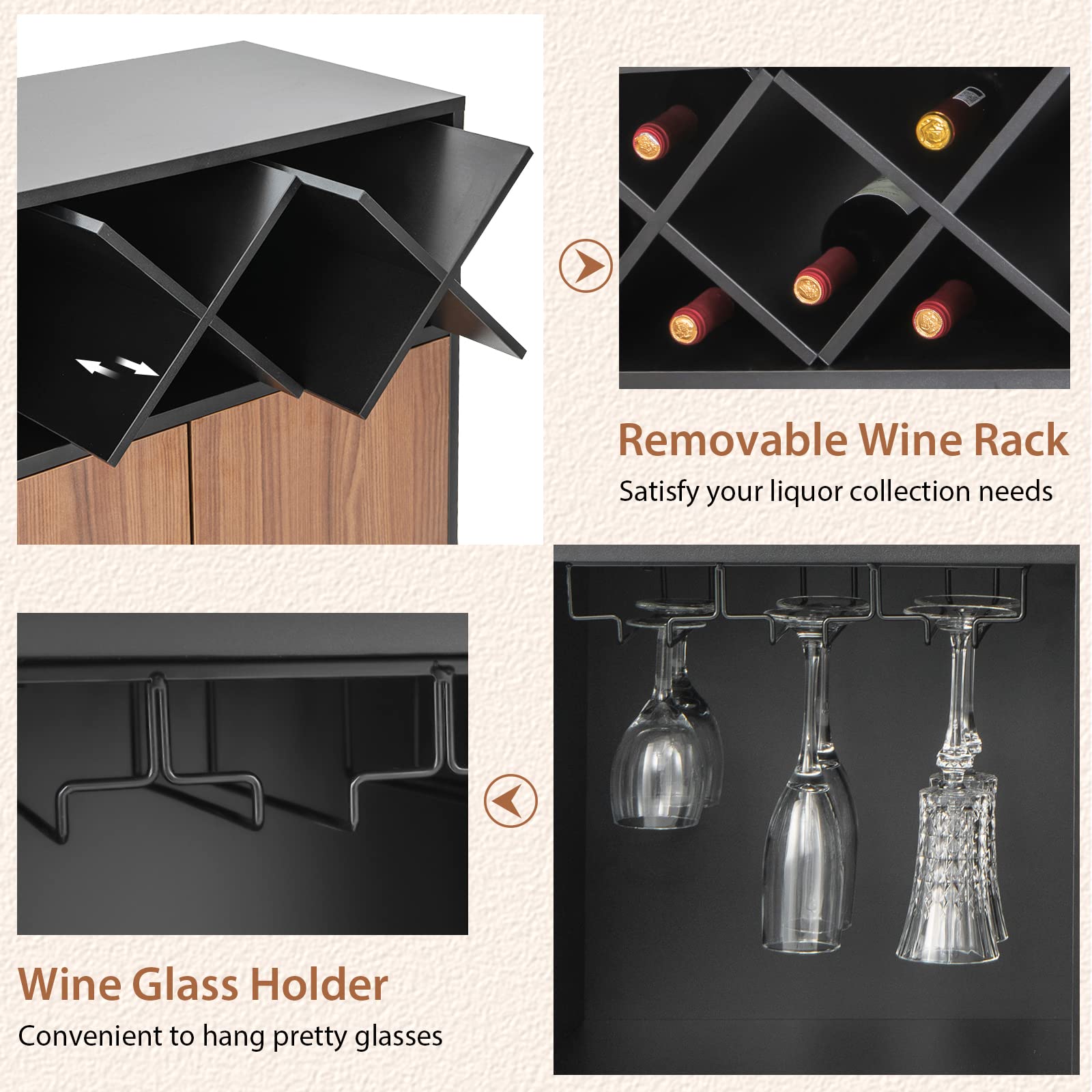 Giantex Buffet Sideboard, Wine Bar Base Cabinet 45”X15”x32”