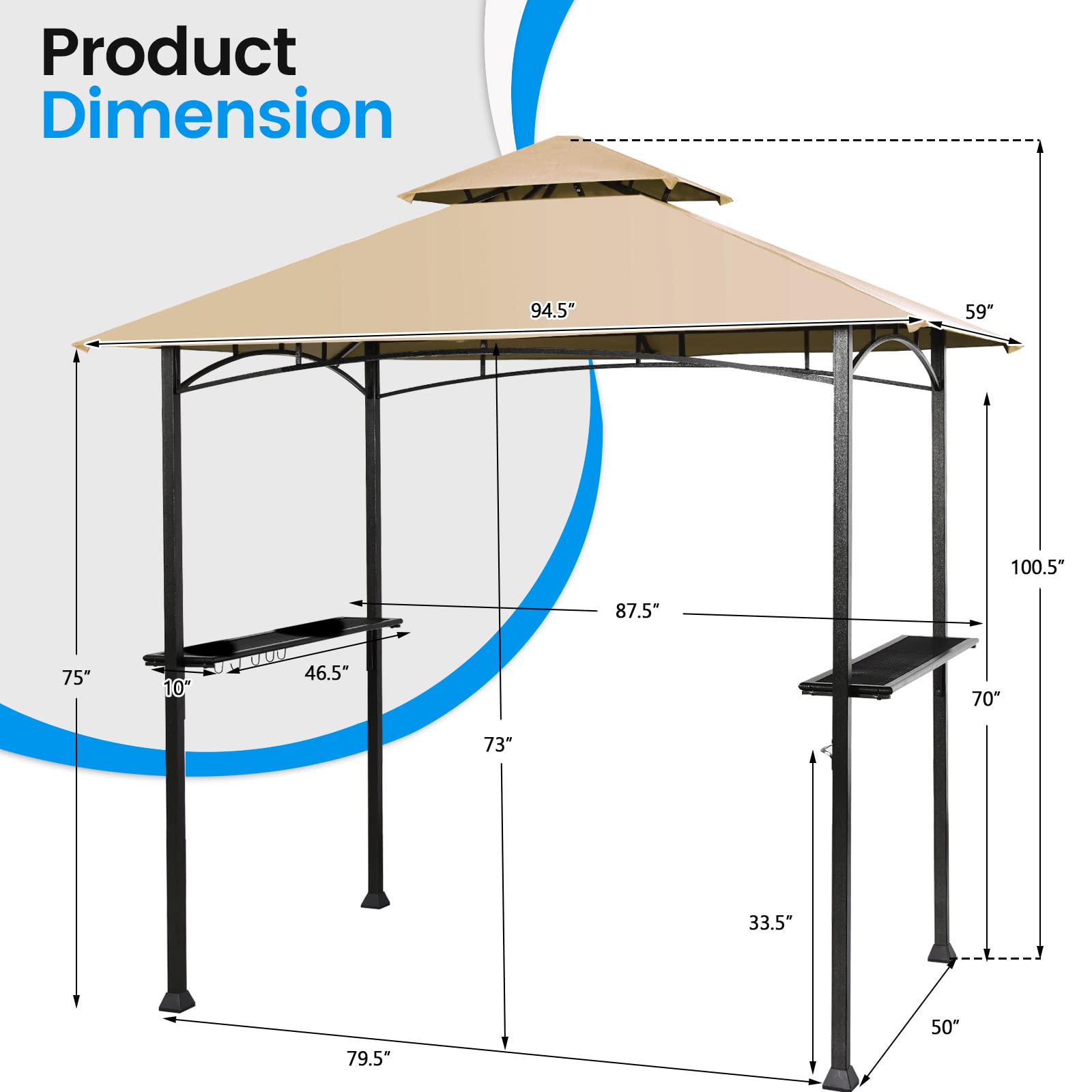 Giantex Grill Gazebo, 8ft x 5ft Grill Station with Canopy, Outdoor Grill Shelter Barbecue Tent
