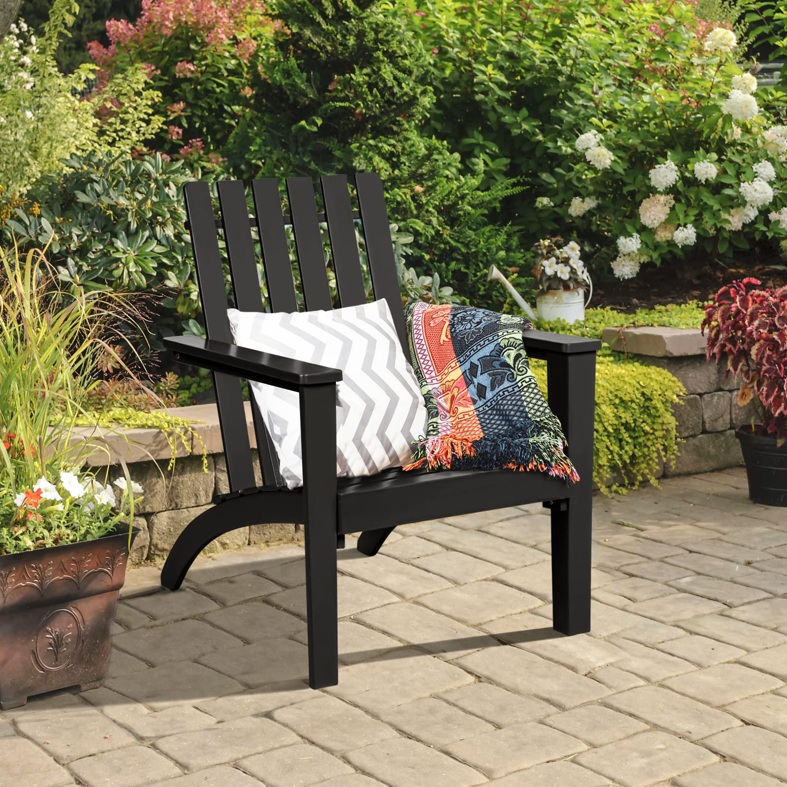 Giantex Wooden Adirondack Chair W/Ergonomic Design Outdoor Chair for Yard