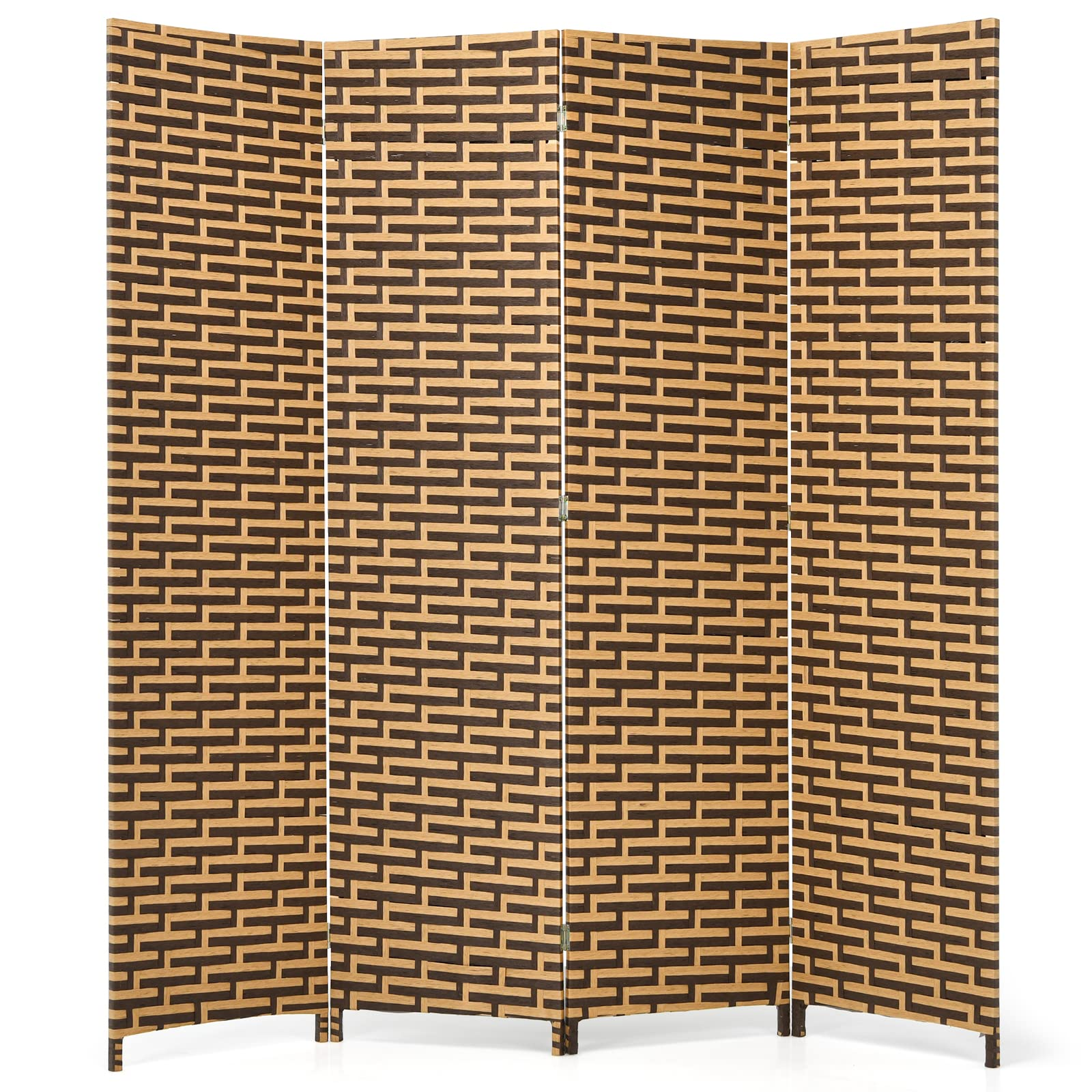 Giantex Room Divider, 6 Ft 4 Panel Handmade Rattan Room Divider