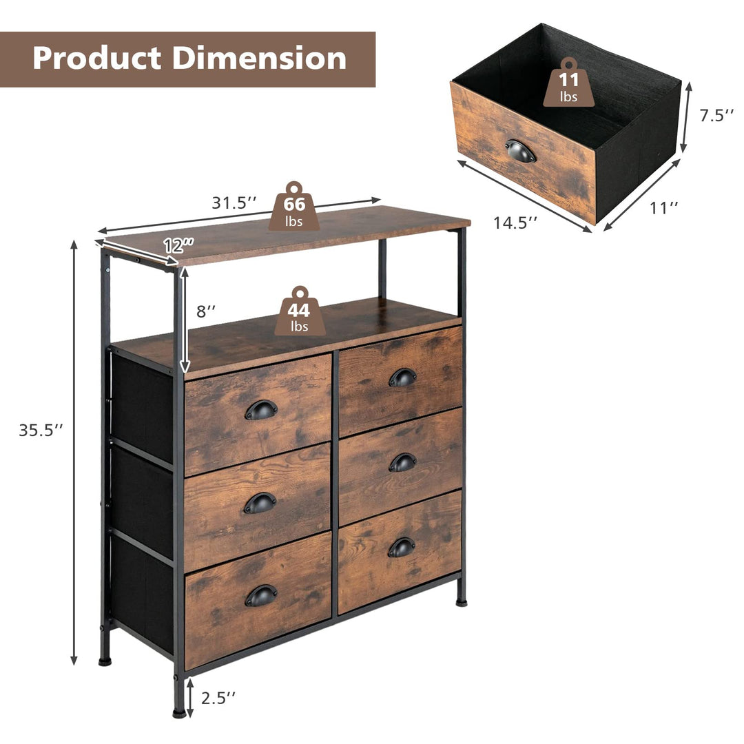 Giantex Fabric Dresser for Bedroom - Wide Storage Tower Chest of 6 Drawers
