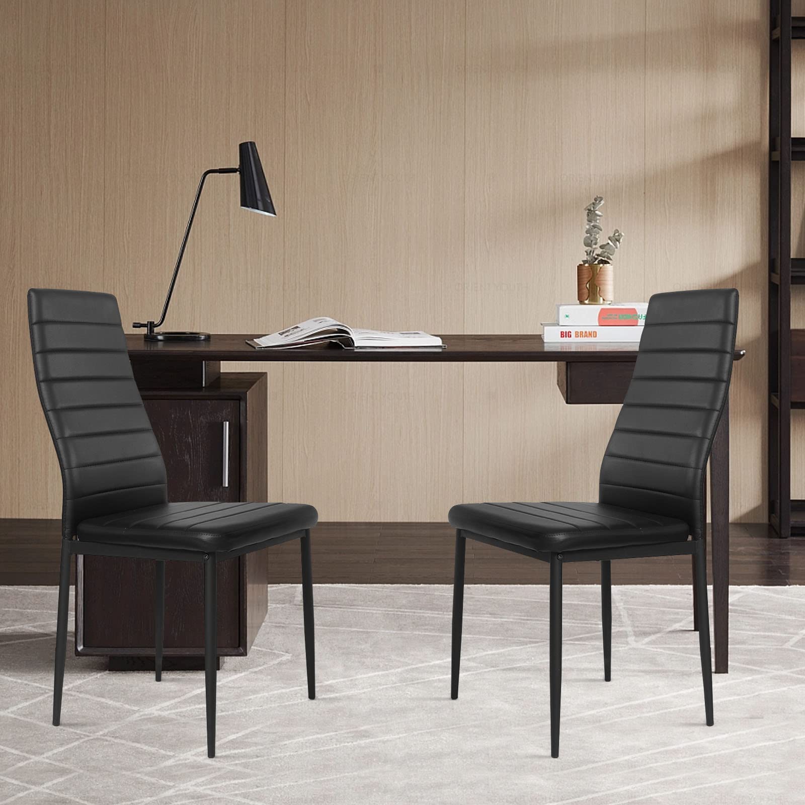 Giantex Set of 4 Dining Chairs, Upholstered Dining Side Chairs with Stain-Proof PVC Leather