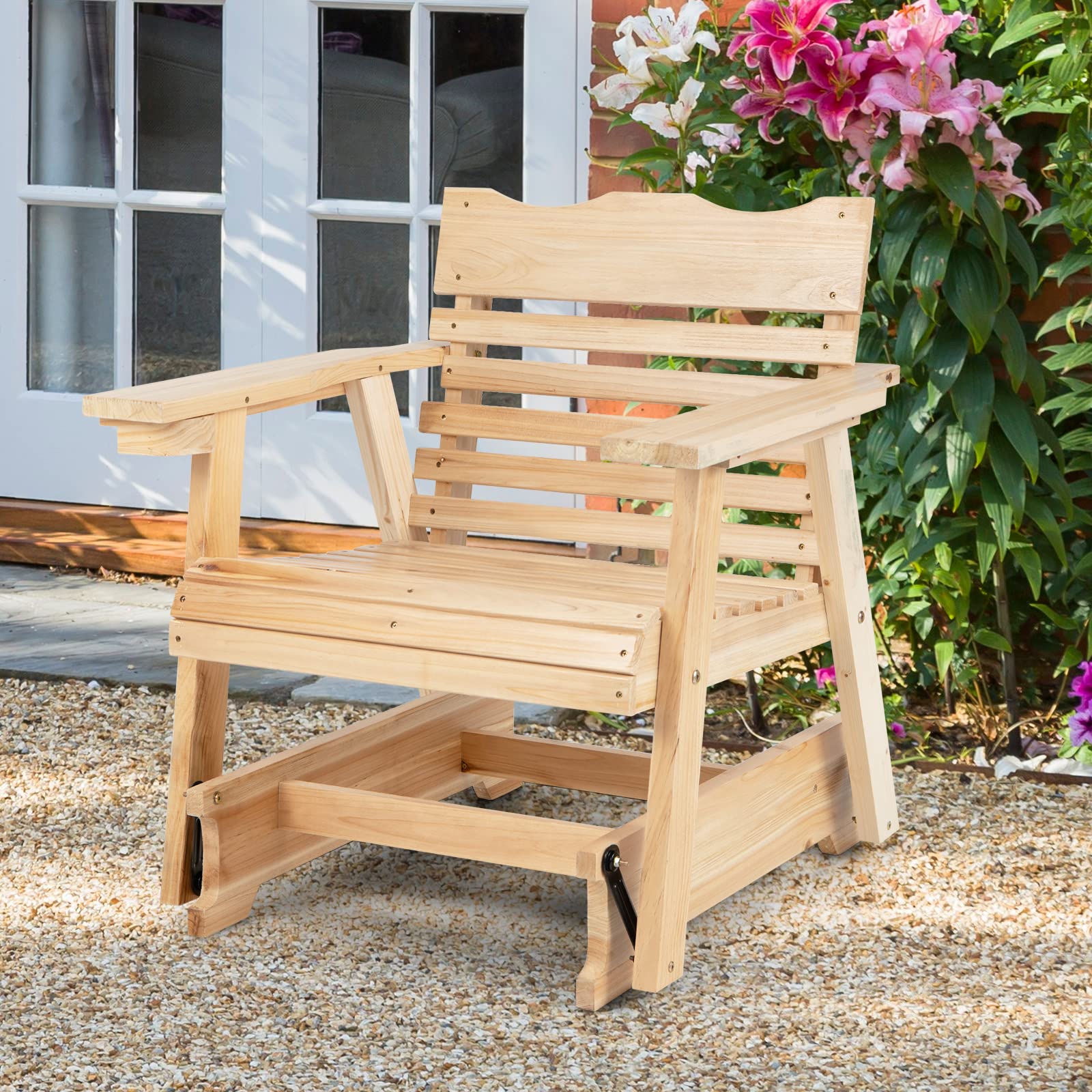 Giantex Outdoor Glider Rocking Chair - Set of 2 Wood Porch Rocker