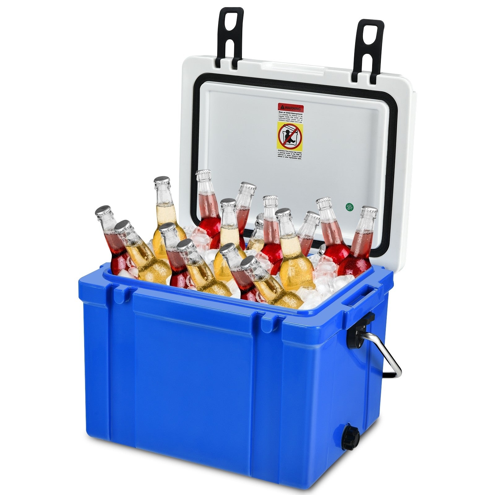 Portable Cooler, 26 Quart 3-4 Days Camping Ice Chest with Stainless Handles / Nylon Rope Handle