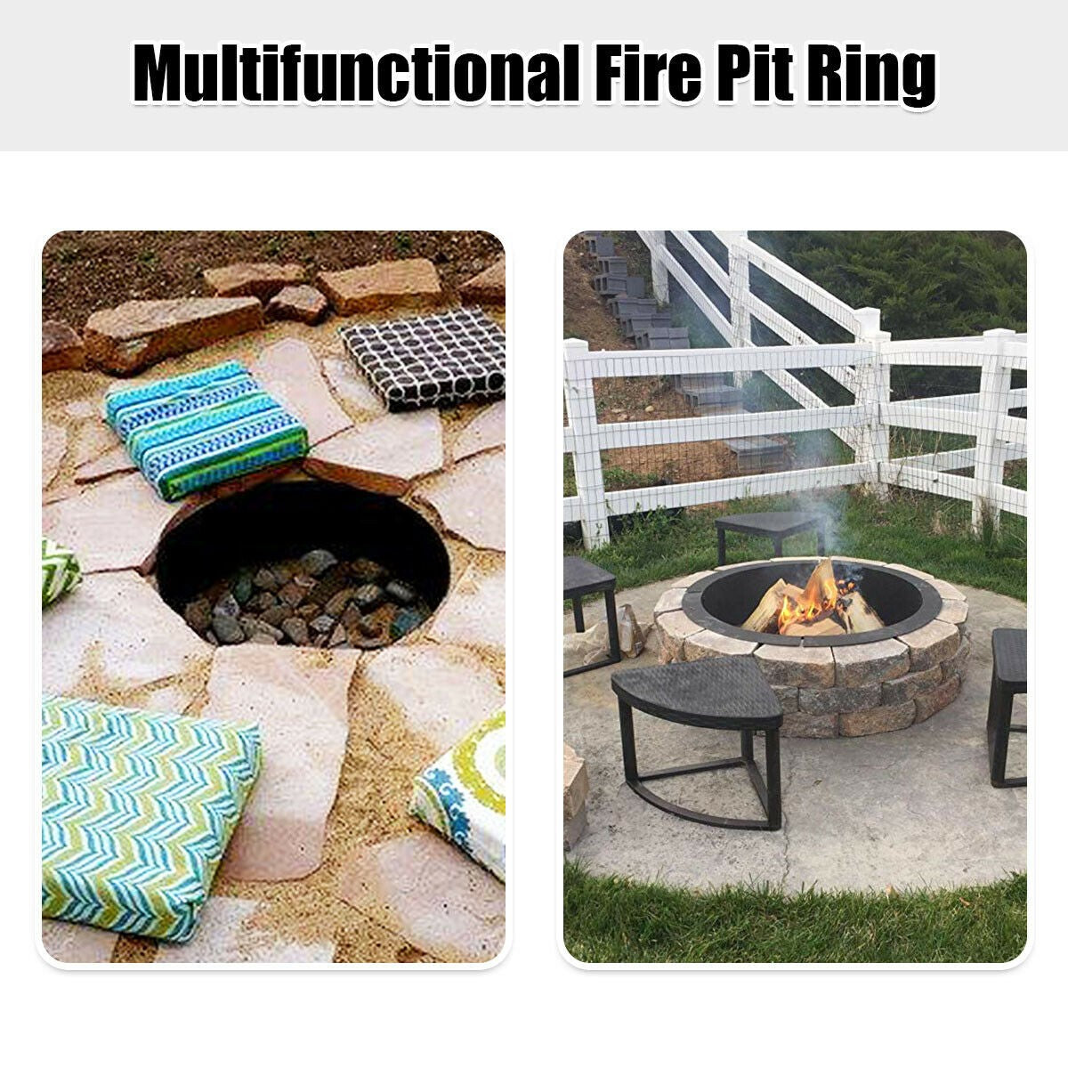 Fire Ring Heavy Duty Thick Solid Steel Fire Pit Liner