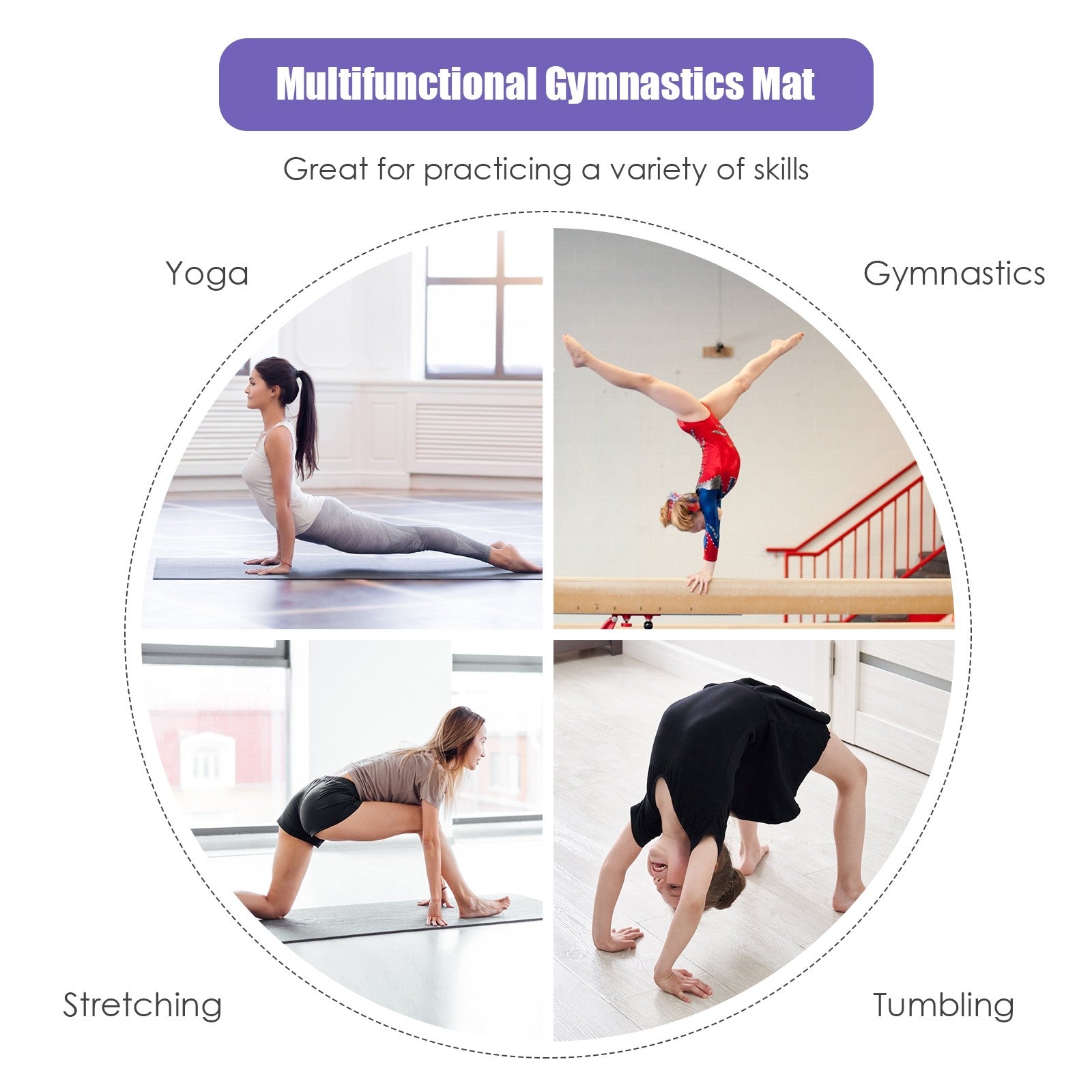 Incline Gymnastics Mat, w/Carrying Handles, Cheese Wedge Gymnastics Tumbling Mat - Giantexus