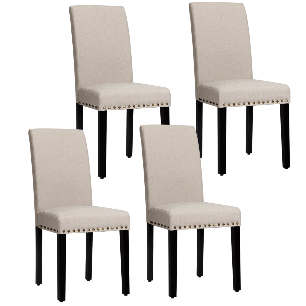 Upholstered Dining Chairs Set of 2 or 4, Fabric Side Chairs w/Wood Legs