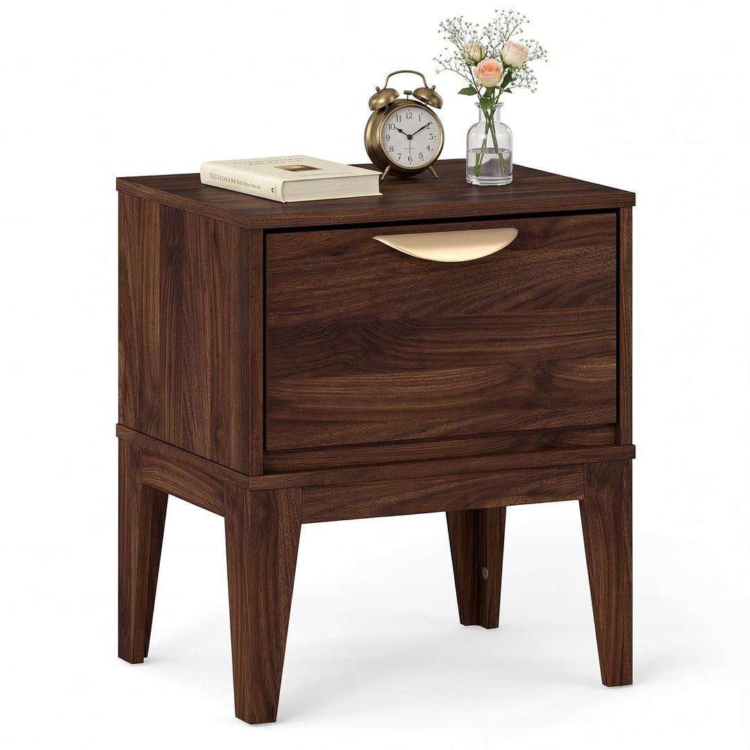 Giantex Mid Century Modern Night Stand with Storage for Small Spaces Bedroom