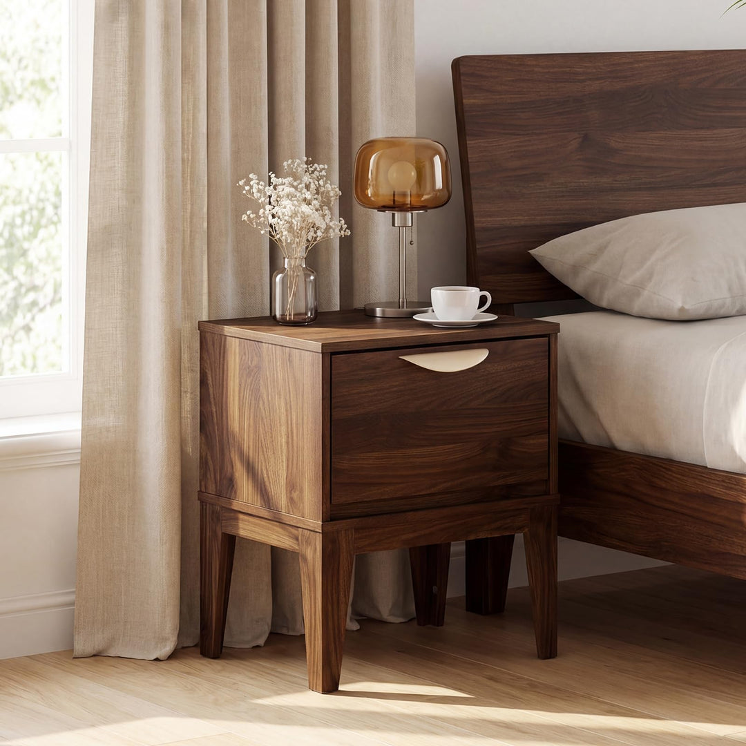 Giantex Mid Century Modern Night Stand with Storage for Small Spaces Bedroom