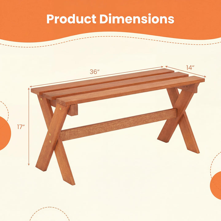 Giantex 36" Backless Wood Outdoor Bench with Slatted Seat &amp; Solid Wood Frame