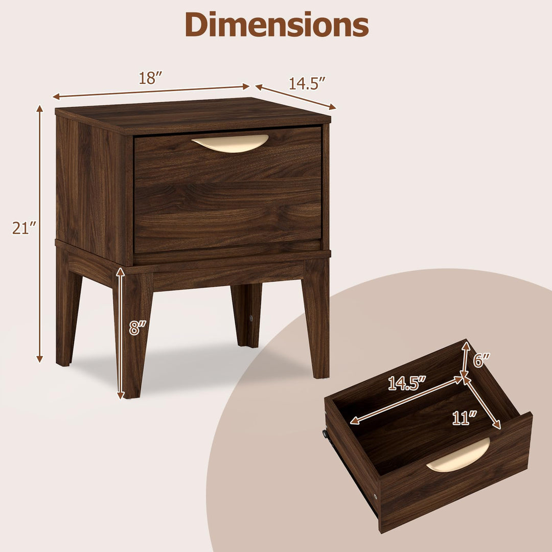 Giantex Mid Century Modern Night Stand with Storage for Small Spaces Bedroom