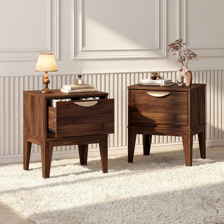 Giantex Mid Century Modern Night Stand with Storage for Small Spaces Bedroom