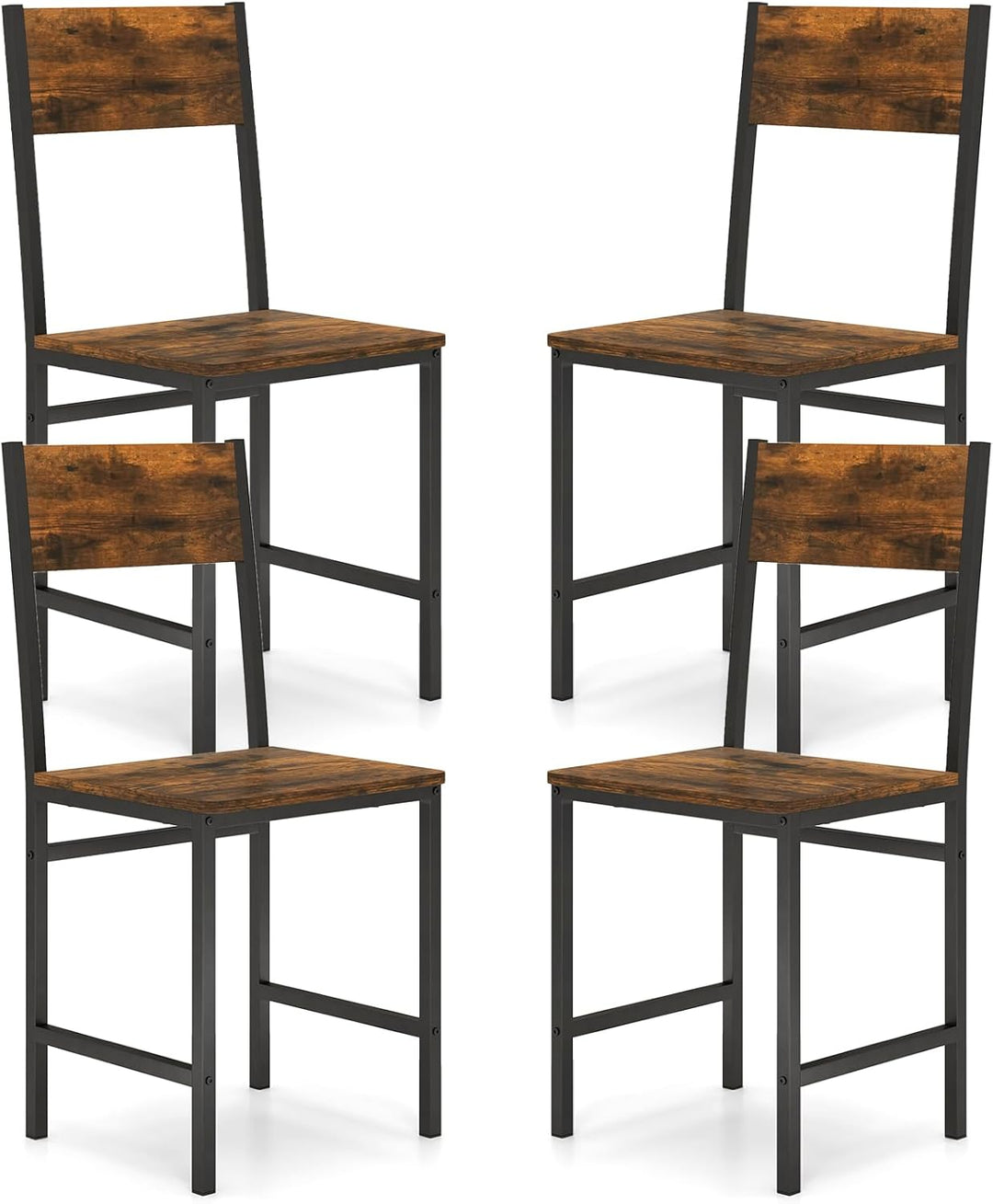 Giantex Dining Chairs Set, Industrial Kitchen Chairs with Metal Legs, Slanted Back