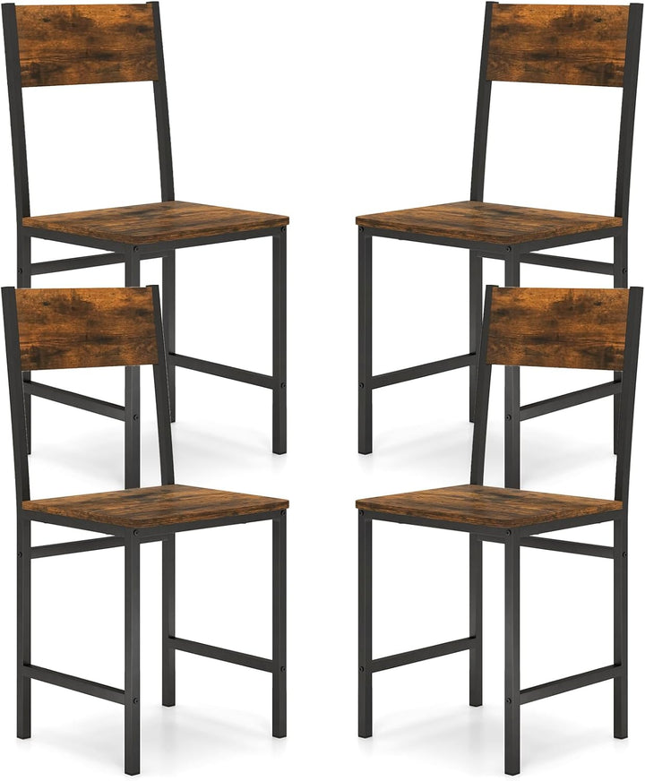 Giantex Dining Chairs Set, Industrial Kitchen Chairs with Metal Legs, Slanted Back