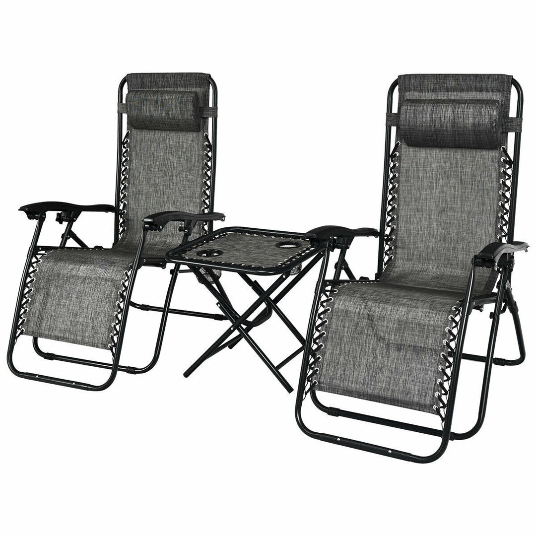 Giantex 3 PCS Zero Gravity Chair Patio Chaise Lounge Chairs, Beige