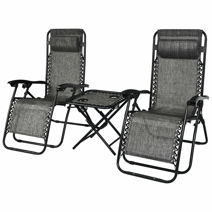 Giantex 3 PCS Zero Gravity Chair Patio Chaise Lounge Chairs, Beige